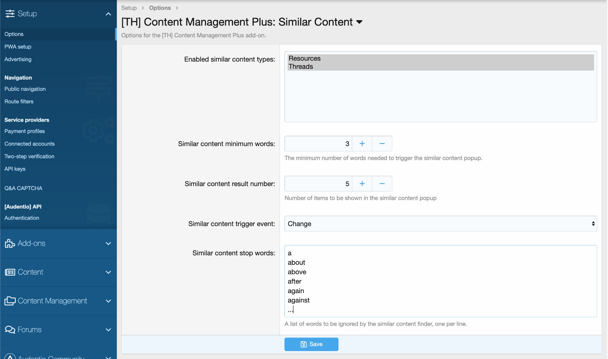  Viewing similar content options of Content Management Plus 