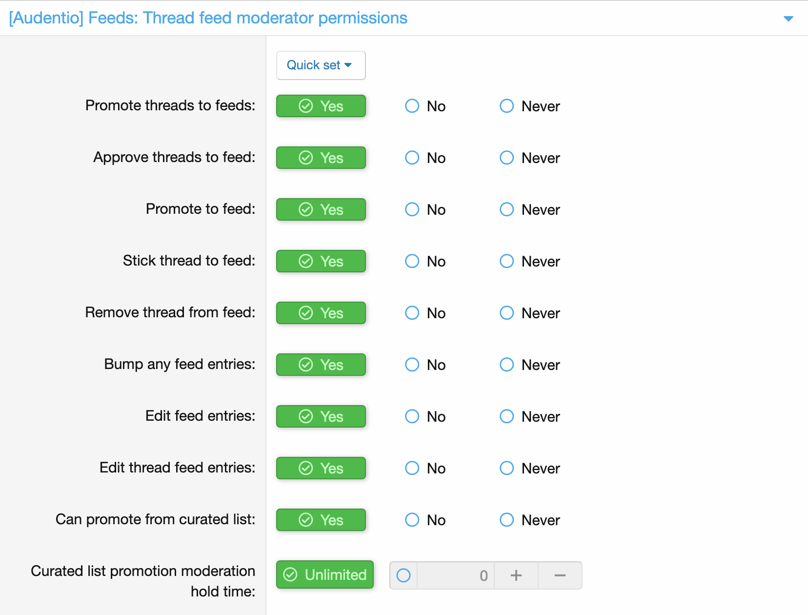 Preview of the thread feed permissions